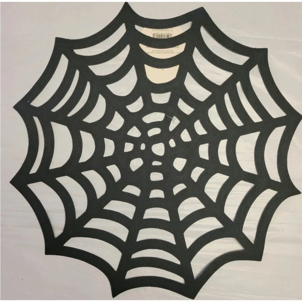 Threshold Halloween Spiderweb Placemats Set Of 4 Faux Leather Gold Tone 15”